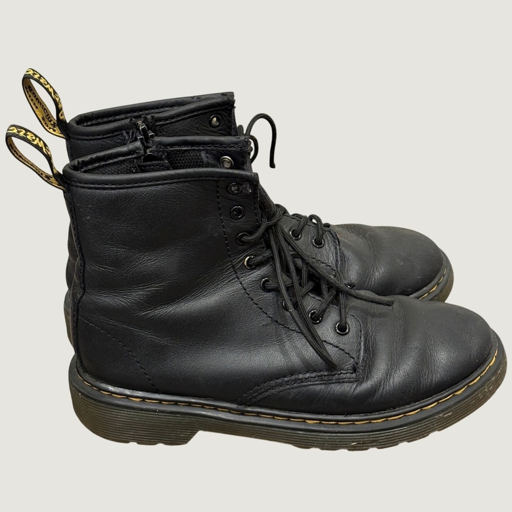 Dr. Martens Junior 1460 Softy T Black Leather Lace Up Combat Boots Unisex Kids 3